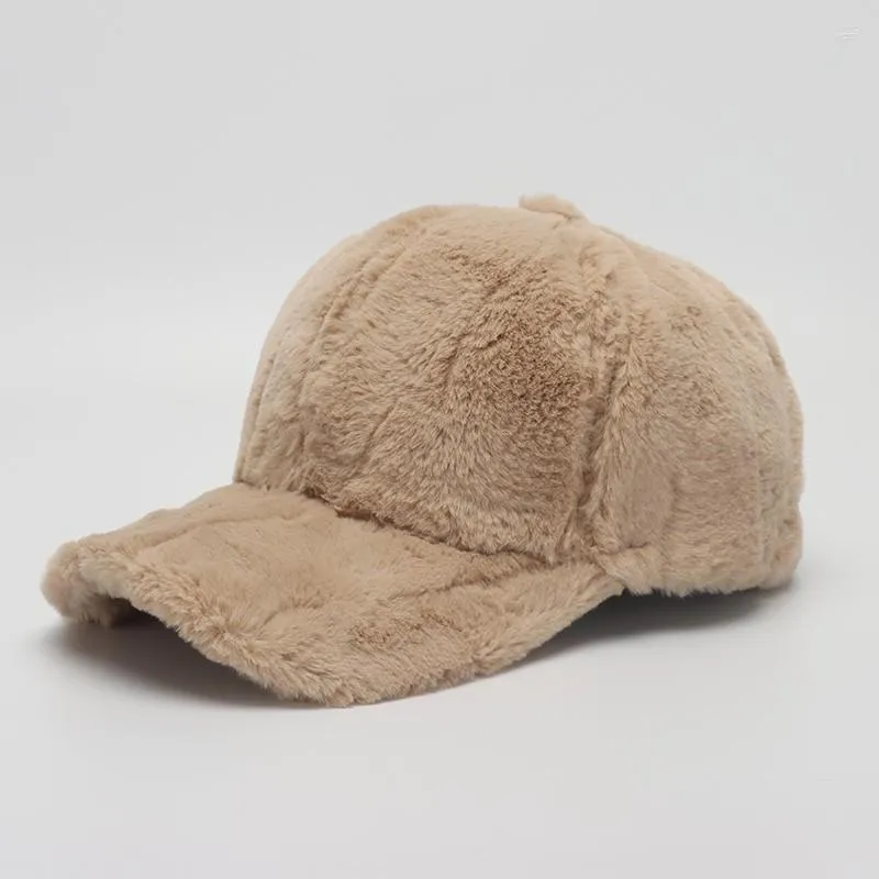 Capas de bola chapéus de inverno para mulheres boné de beisebol espessado chapéu de peles feminina ao ar livre Mantenha quente sólido Gorras Casquette