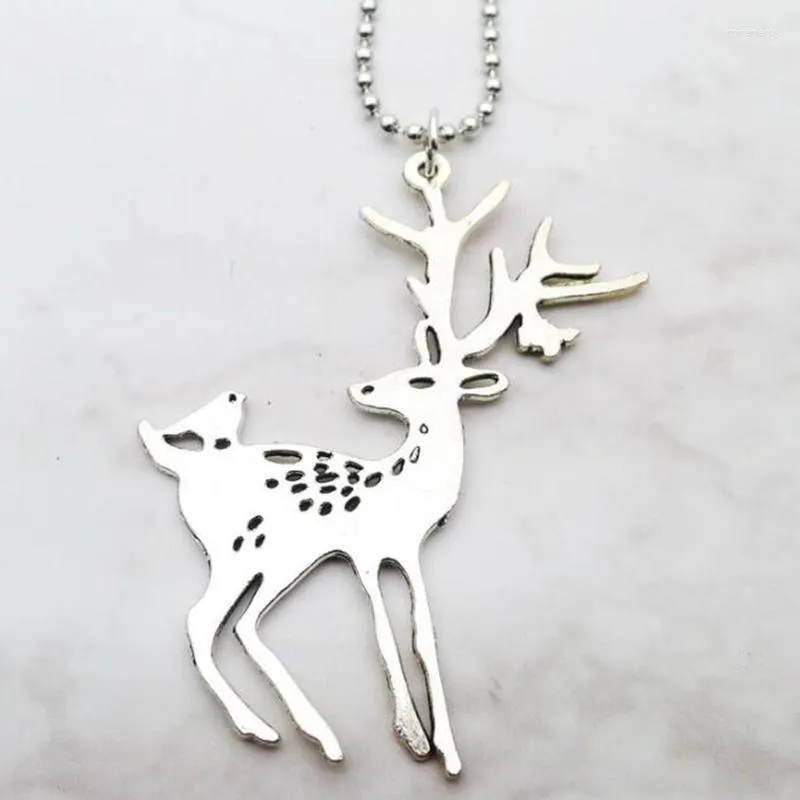 Colares pendentes Moda Tibetana Prata Christmas Deer Sika Charm Charm Short Longo Diy Colar Diy Factory Price Handmade Jewelry Bijoux