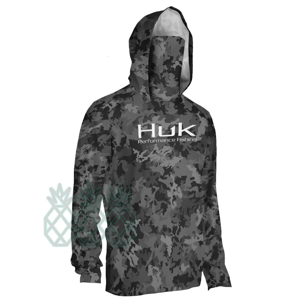 HUK Fishing Shirts Summer Long Sleeve Face Mask Fishing Hooded