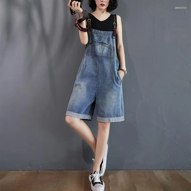 Jeans femminile che riducono le bretelle di jeans femminile versione coreana 2023 estate alte bassa a vita dimagrante Shorts gamba