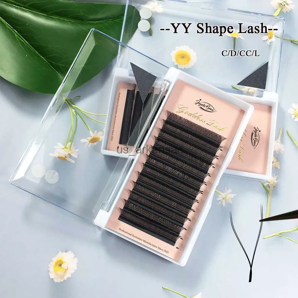 False Eyelashes Goddess YY Shape Lashes 2D/3D Double/Triple Tips Hand Woven Faux Mink C/D/L Premium Soft Light Natural Eyelashes Extension HKD230817