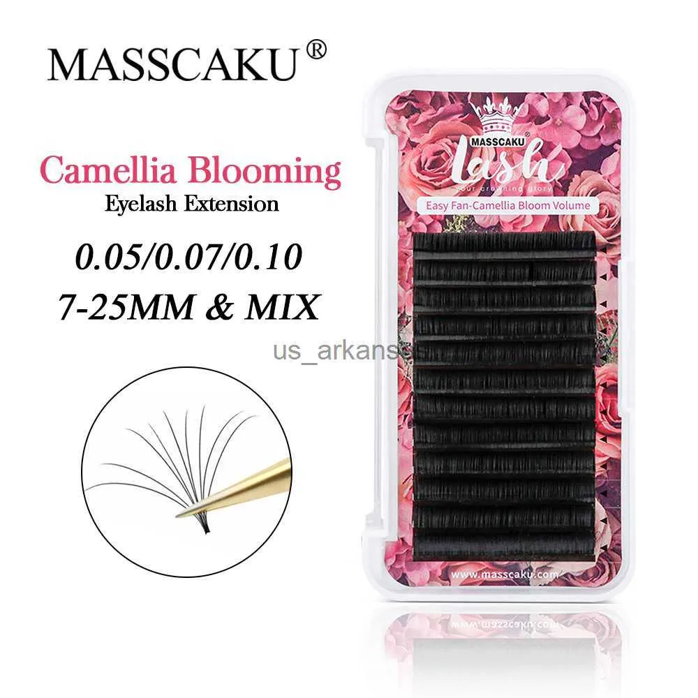 Ciglia finte Masscaku Easy Fanning Blooming Occelle singole estensione Russia Volume Auto Voluto Voluto Ciglia Naturali Ciglia Naturali Silk Lashes HKD230817