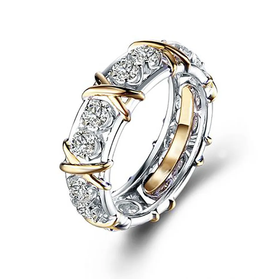 Anneau anneau anneau pour femmes anneaux Connexion Connexion avec anneau de diamant complet Zirconi Anneau de créateur de bijoux Ring MAN FEMMES GRATUIT