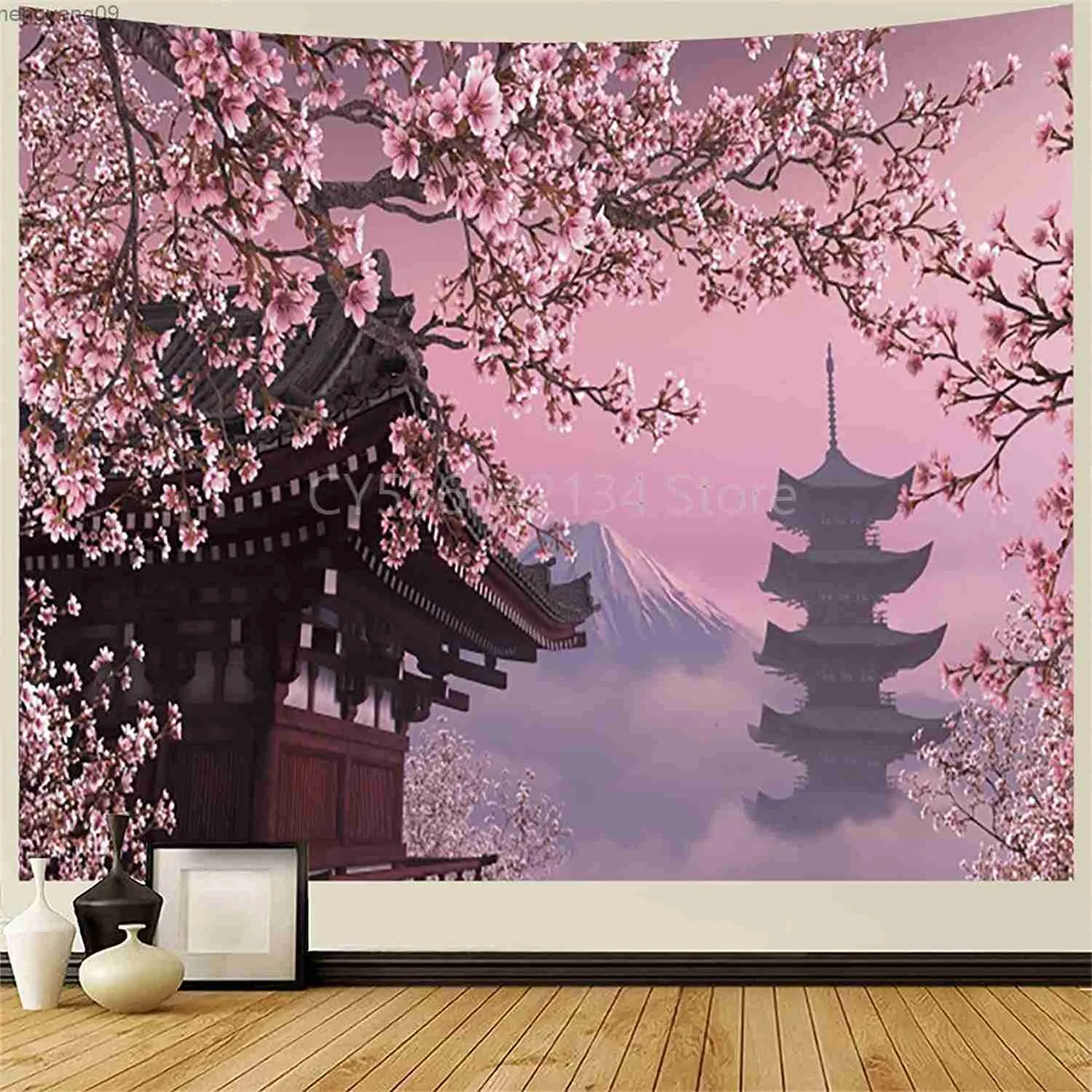 Tapisseries esthétique asiatique fuji mont tapestry chambre de fenêtre décoration murd ride