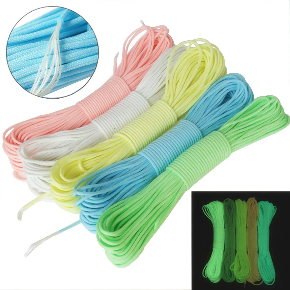 Utomhus Gadgets dia 6mm 5 kN 1 Kärnor Lysande reflektion Paracord 50ft 100ft för överlevnadsfallskärmtält Rope klättring camping vandring 230816