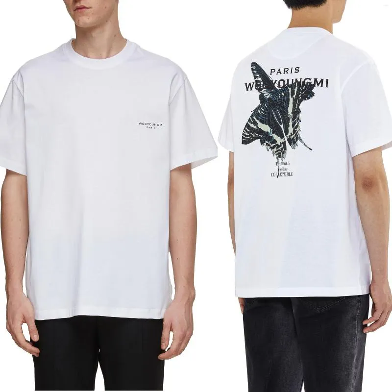 Herr t-skjortor wooyoungmi koreansk tryck t-shirt kvinnor wym lyxdesigner sommarfjäril överdimensionerad mode 2023 streetwear tee