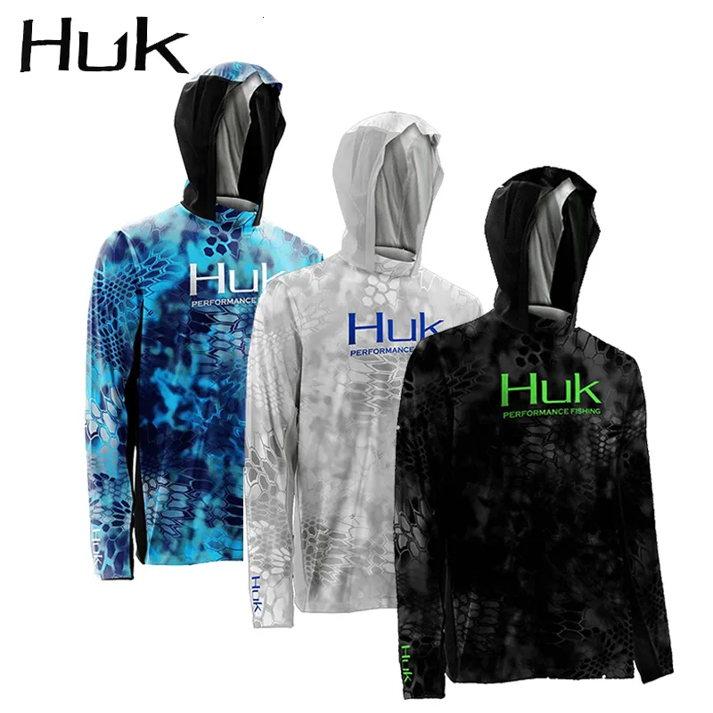 Outdoor Shirts HUK Men Fishing Long Sleeve Hooded Shirts Blusas