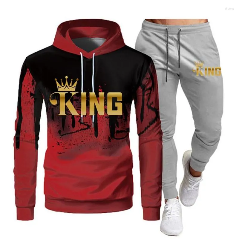 Hoodies Hoodies Fashion Tracksuit King Print Sportswear ensembles à capuche Pantalon Sport Joggers Paptilements de survêtement à capuche Fleece Streetwear