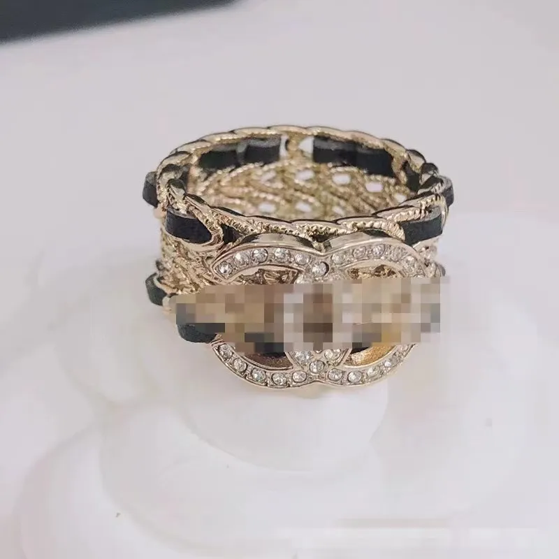 Nooit vervagen Merk Brief Vergulde Messing Koper Open Band Ringen Modeontwerper Kristal Parel Ring voor Dames Bruiloft Sieraden Geschenken