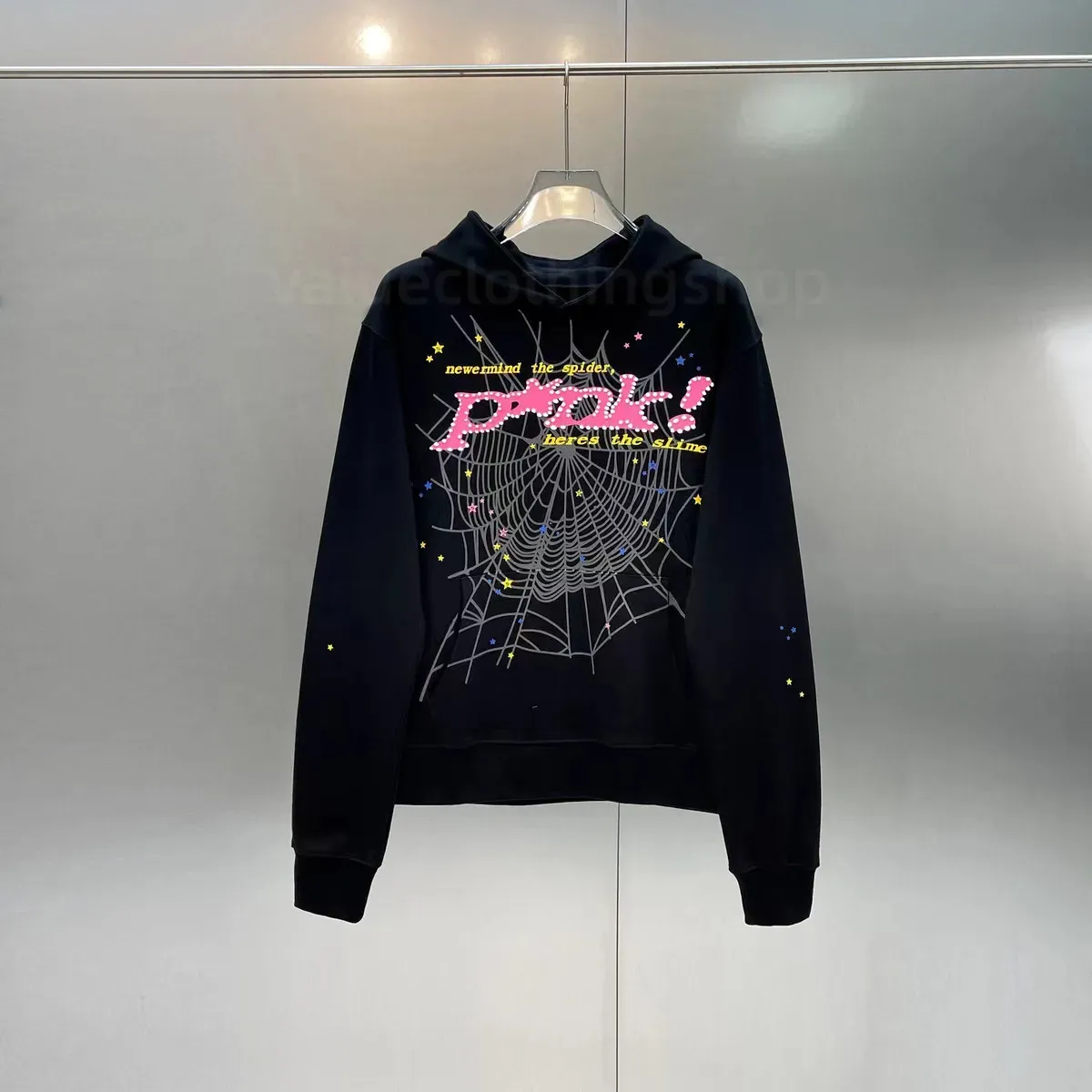 2023 Young Thug Pink Sp5der 555555 Hommes Femmes Sweat à capuche de haute qualité Mousse Imprimer Spider Web Graphic 555555 Sweatshirts Pulls S-XL