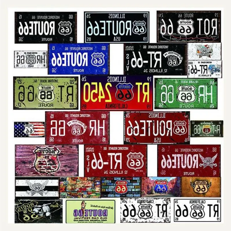 66 Placa de rodovia Placa de rodovia 3015 Pintura decorativa Pintura Creative Club Bar American Wall Hanging Room Decor 30x15cm lguej