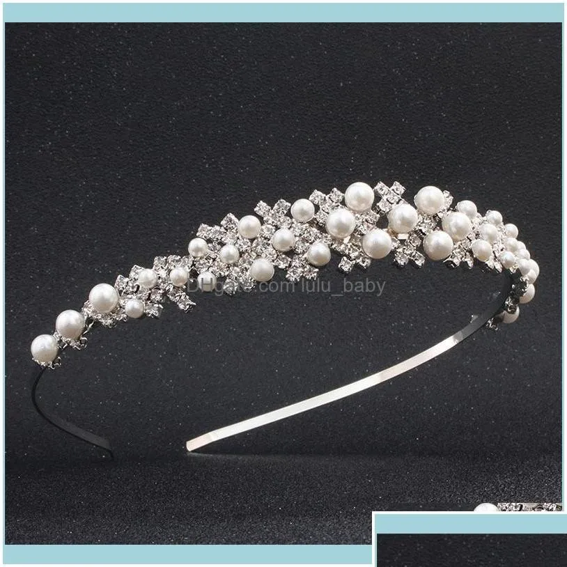 Bandons bijoux-fashion princesse rhin stone Tiara Bridal Prom Crown Girl Elegant Hairbands Pearl Crystal Hair Bijoux Bandage de bandoulière DHMHT