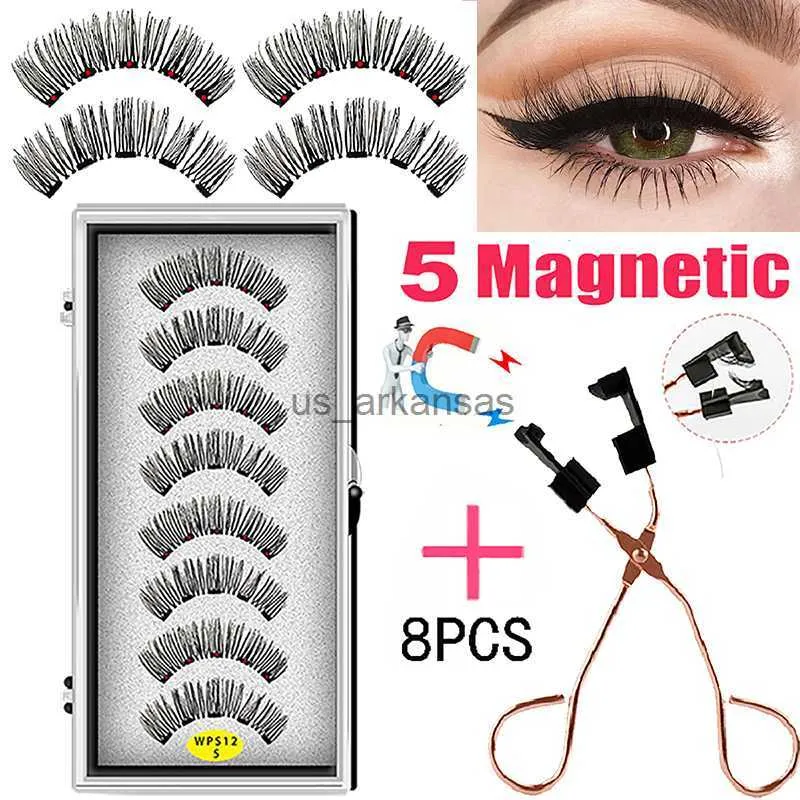 False Eyelashes LEKOFO 4 Pairs 5 Magnet Magnetic False Eyelashes Handmade Mink Eye Lashes faux cils magnetique 3D Natural magnetic Lashes WSP HKD230817