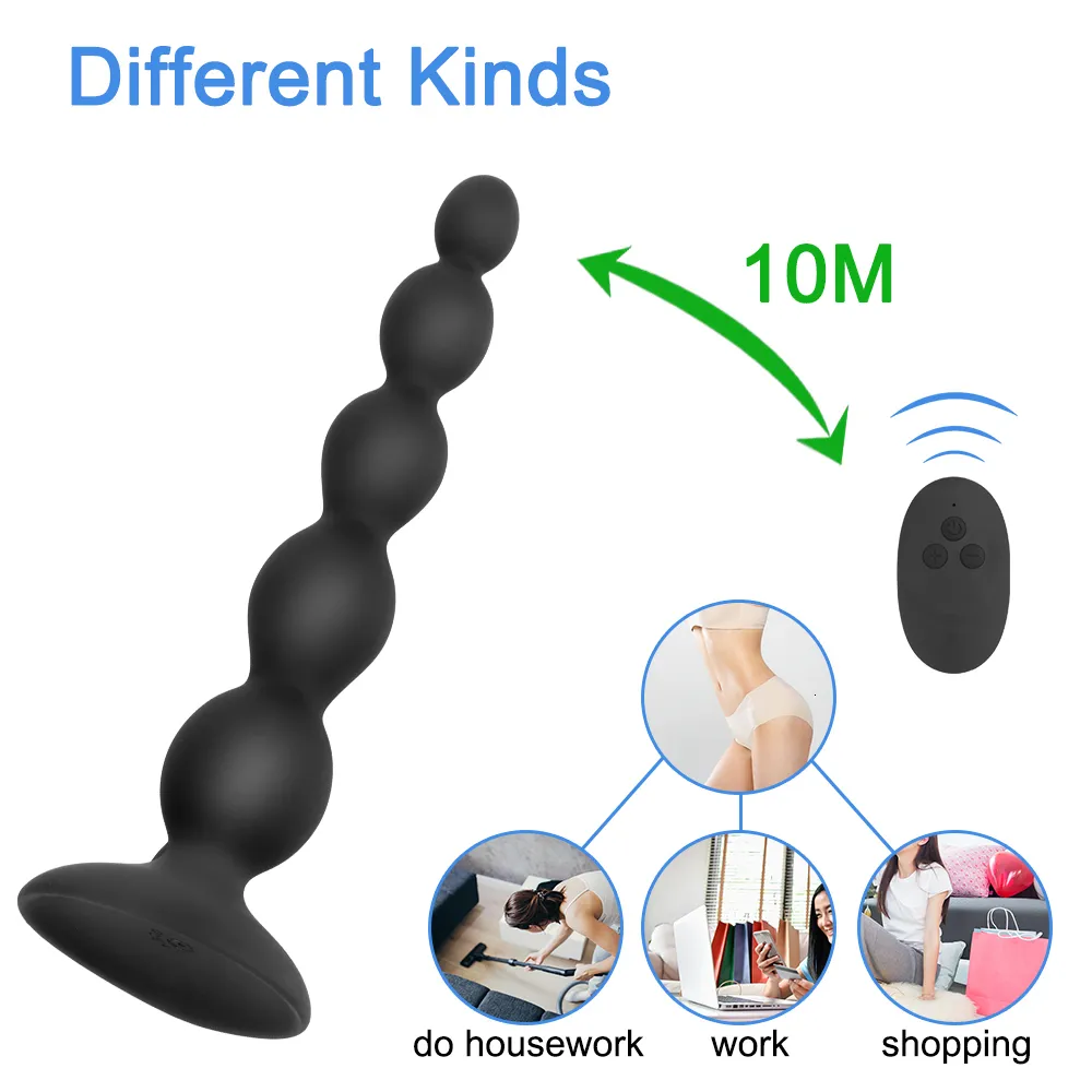 Toys IKOKY Anal Beads Butt Plug Vibrator Prostate Massage 10 Speed Dual Motor Remote Control Anus Stimulator S_voghion.com