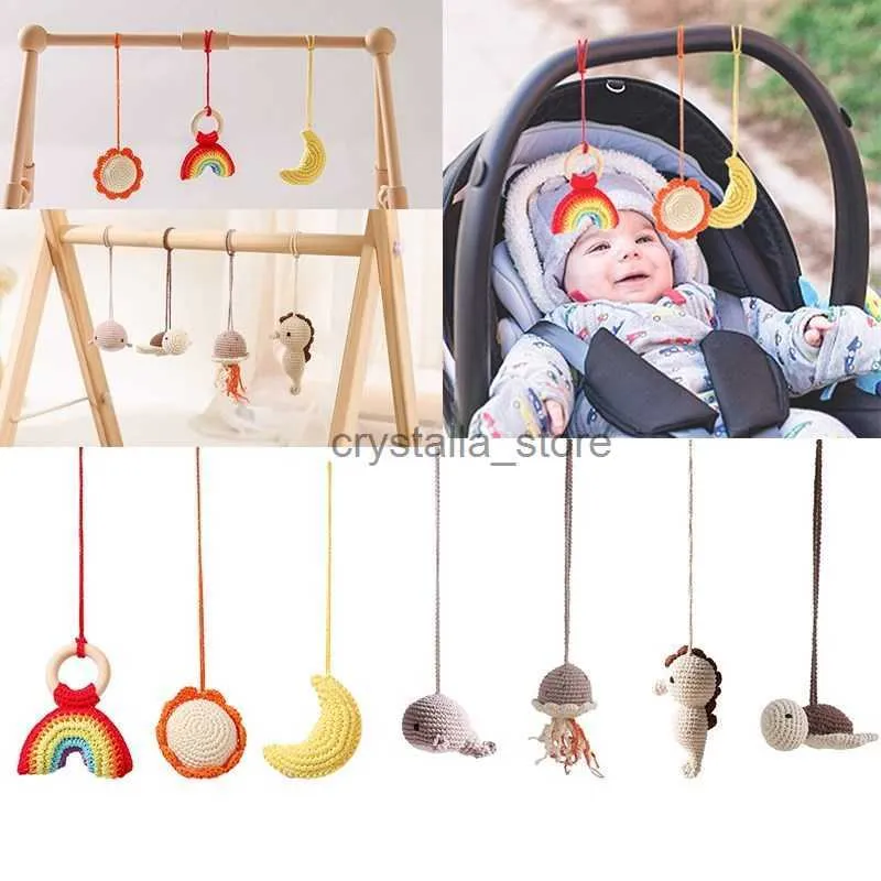 Baby Play Gym Frame 1pcHanging Rattle Toys Crochet Stuffed Rainbow Bed Rattle for Newborn Kids Fitness Rack Room Decor HKD230817