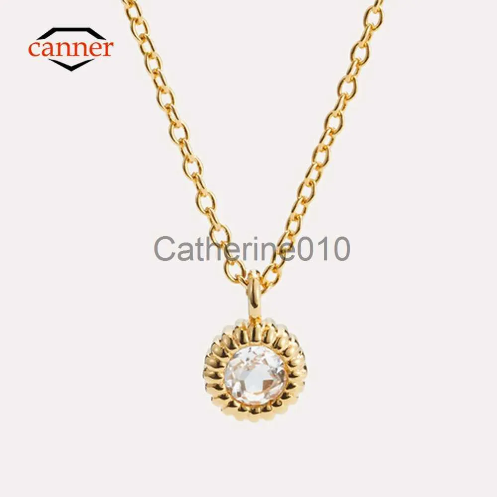 Collane a ciondolo Canner Simple Diamond 925 Sterlsilver Collana per donne Pendente iniziale a catena lunga matrimoni di gioielli di lusso 2023 J230817