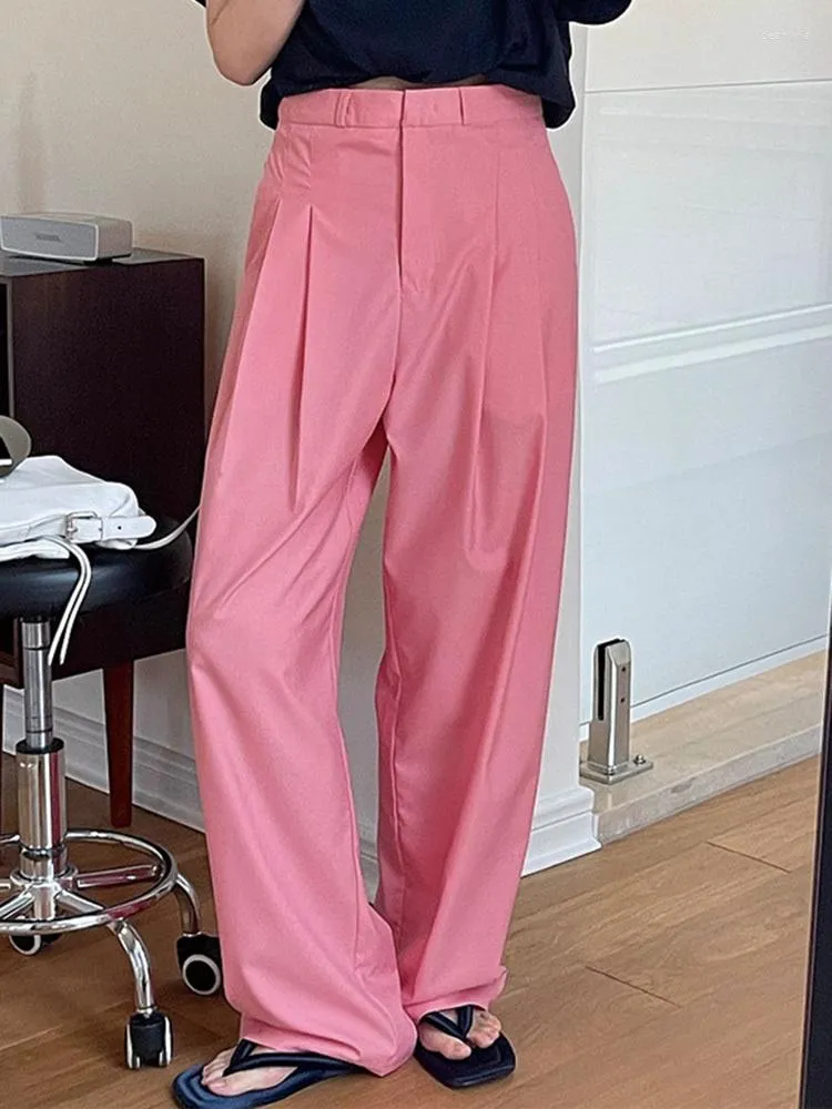 Fashion (Pink)Women High Waist Casual Loose Pleated Pants Wide Leg
