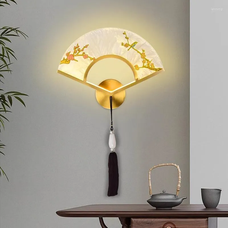 Muurlamp Chinese stijl Alle koper goud woonkamer achtergrond Aisle glazuur kleur creatief ontwerp