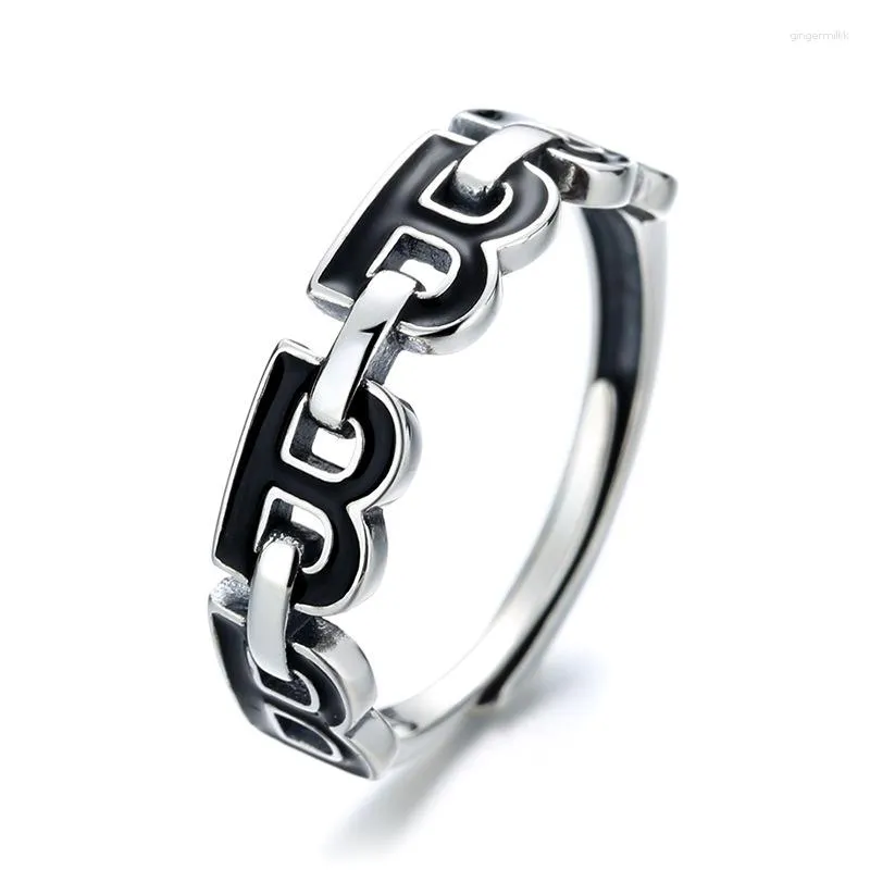 Anelli a grappolo SA Silverage S925 Sterling Silver Menn's Ring Letter a forma di gioielli per la personalità della moda femminile