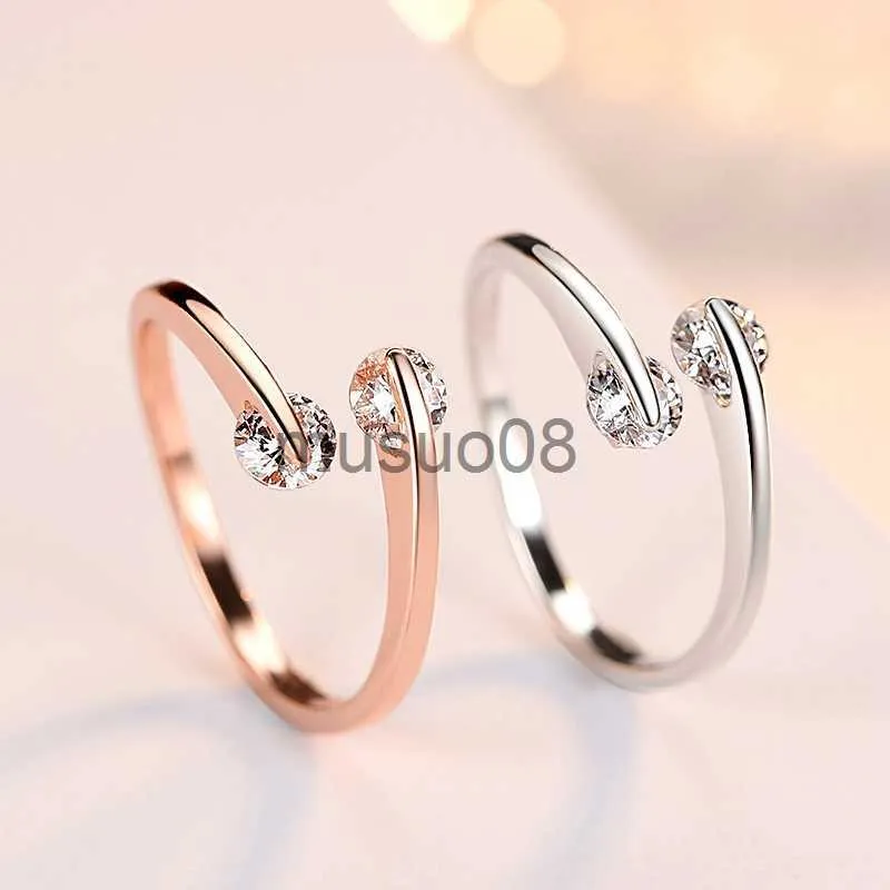 Band Rings Adjustable Classic 2PCS Cubic Zirconia Finger Ring For Women Fashion Crystal Opening Wedding Engagement Jewelry Wholesale DFR008 J230817