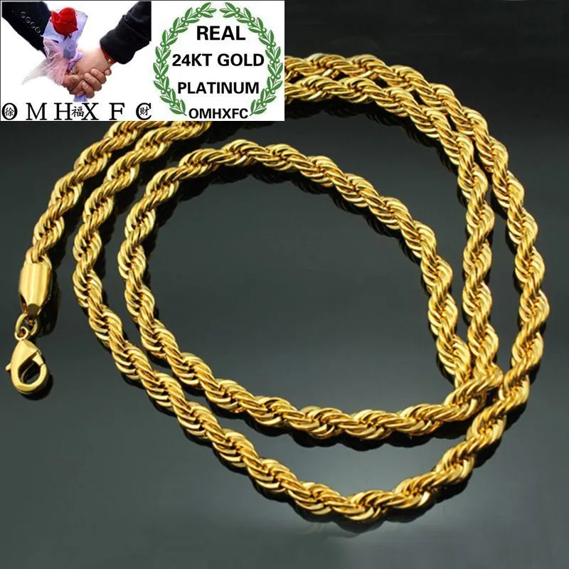 Pendant Necklaces OMHXFC Wholesale European Fashion Man Male Party Birthday Wedding Gift Long 50cm Twisted Real 18KT Gold Chain Necklace NL11 230817