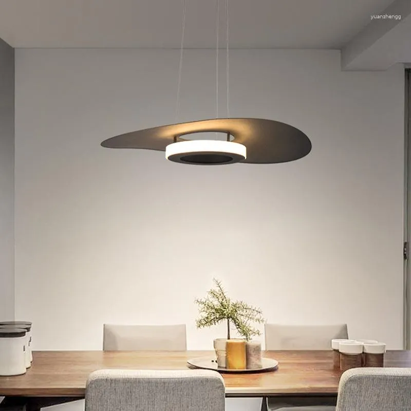 Lampadari tavolo da pranzo moderno nero rotondo a sospensione della luce semplice soggiorno cucina bar lampadario illuminazione interno