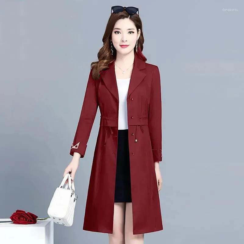 Dames Trench Coats Lady's Wind Breaker Long Coat Vrouw 2023 Spring herfstjack Dunne mode sfeer bovenkleding trend overjas tops