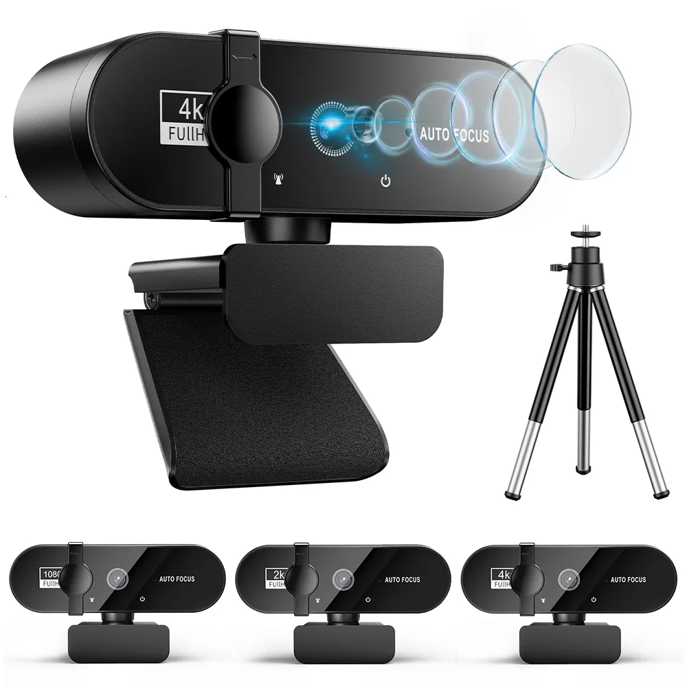 Webcams Webcam 4K Câmera da Web Professional 1080p Web Cam Full HD para PC Câmera USB Streaming 2K Computer AutoFocus WebCan com microfone 230817
