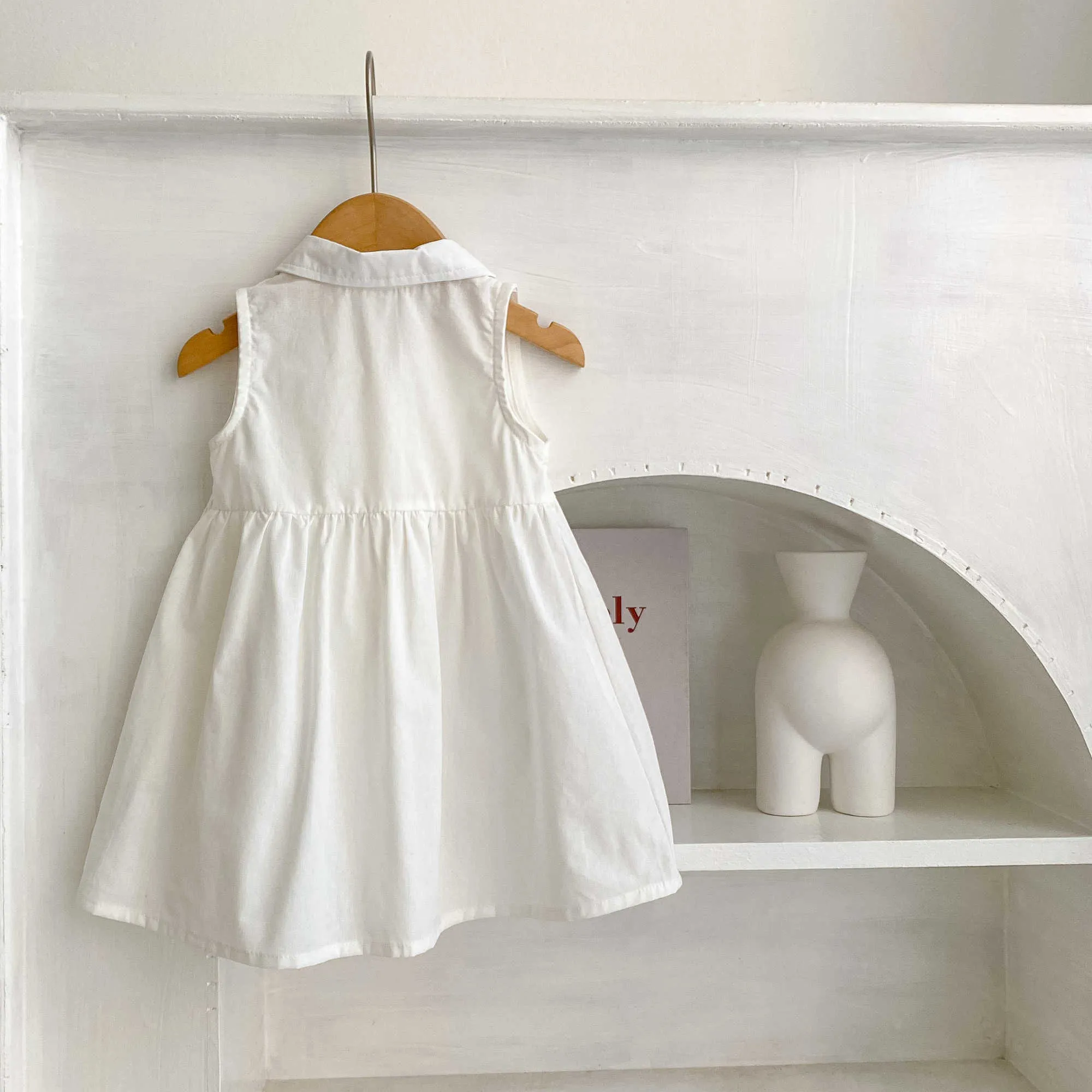 Cotton Sleeveless Baby Girl A-line Dress White Knee-Length Summer Dress for  Girls 7-72 Months from Dhgate Girl's Dresses - price 41.63