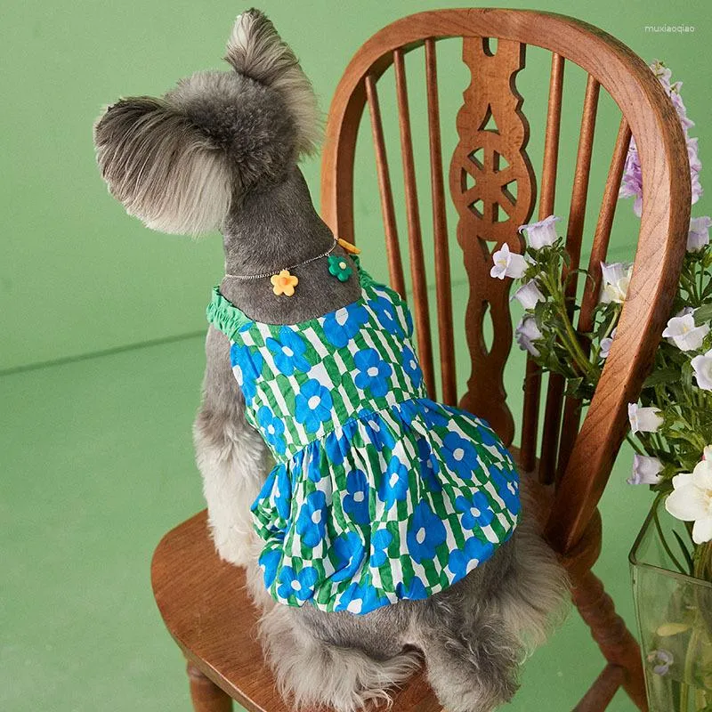 Vestidos de vestidos de cachorro roupas para cães pequenos garotas de verão, gato de gato de gato floral yorkie chihuahua fantasia