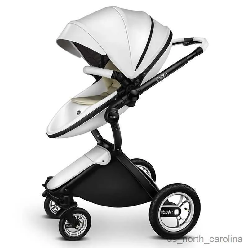 Poussettes # Luxury Baby poussette portable haut paysage de luxe poussette en cuir poussette de voyage Pram chariot bébé Carriage R230817