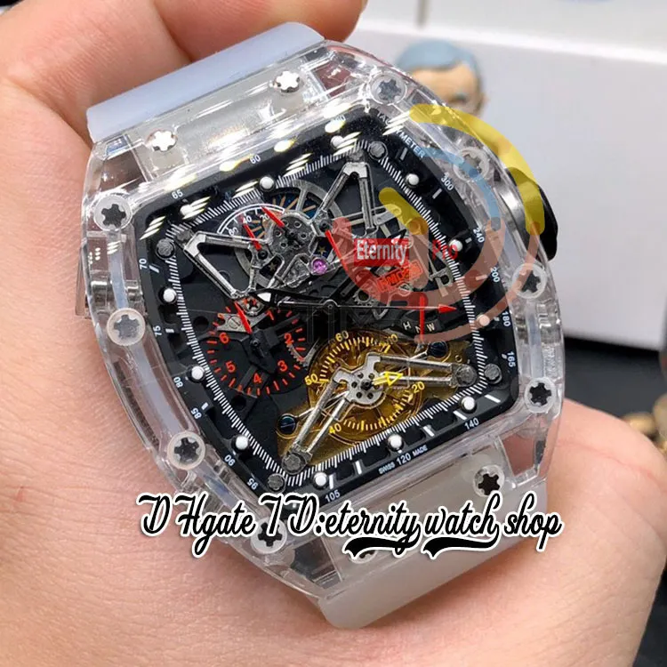 RRF 056 Ultima versione da uomo Watch giapponese Miyota Movimento automatico Crystal Crystal Trasparent Skeleton Dialtra trasparente cinghia di gomma Sport Eternity Orologi