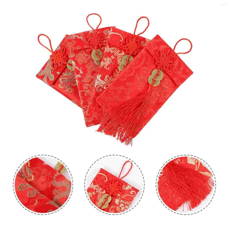 غلاف الهدايا سنة غلاف أحمر القماش ديكورات الزفاف الأظرف الصينية على الطراز الصيني