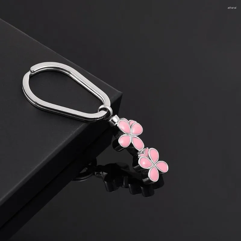 Nyckelringar IJK2051 Pink Flower Urn Keychain för kvinnors toppkvalitet 316L Rostfritt stål Ashes Keepsake Cremation Key Chain