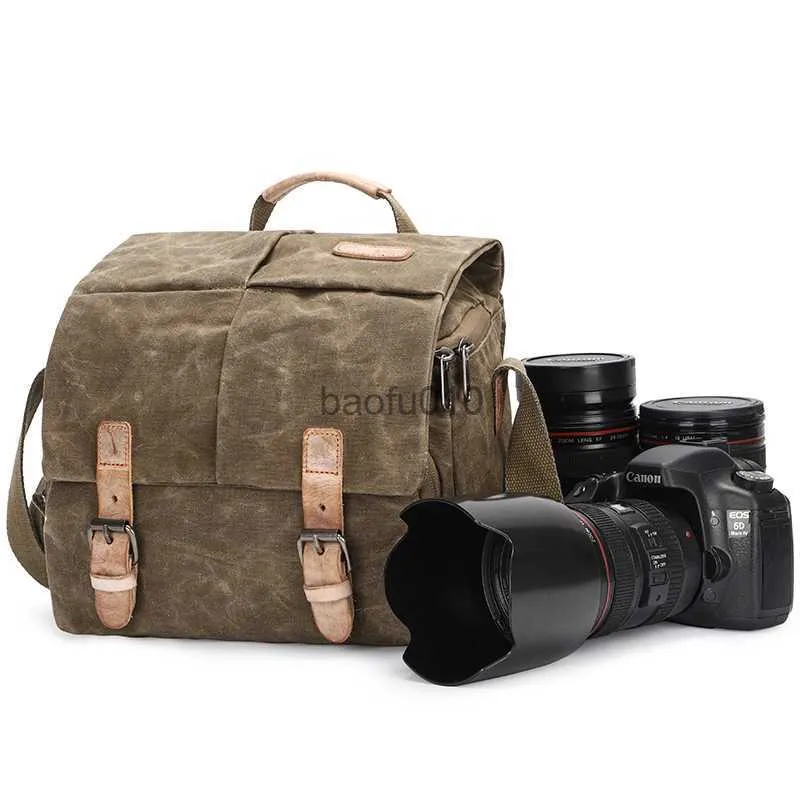 Camera bag accessories Photography Waterproof Canvas Camera Shoulder Bag DSLR Messenger Sling Case Vintage SLR Carrying Cover for Canon Nikon HKD230817