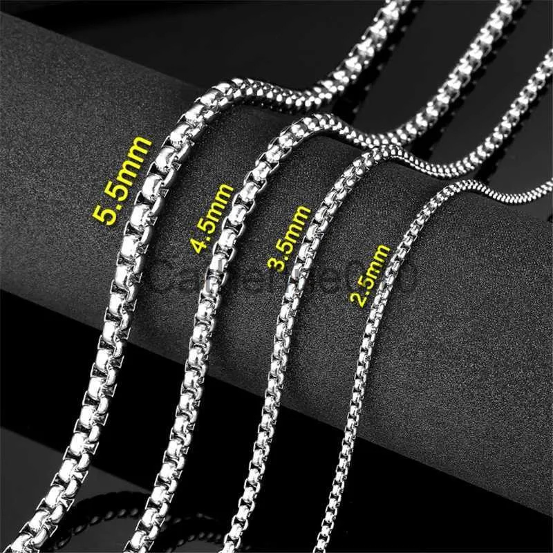 Colliers pendentifs Tward 2,5 mm-4,5 mm Collier de boîte 316L Bijoux en acier inoxydable jamais fondu étanche hommes Chaîne de boîte J230817