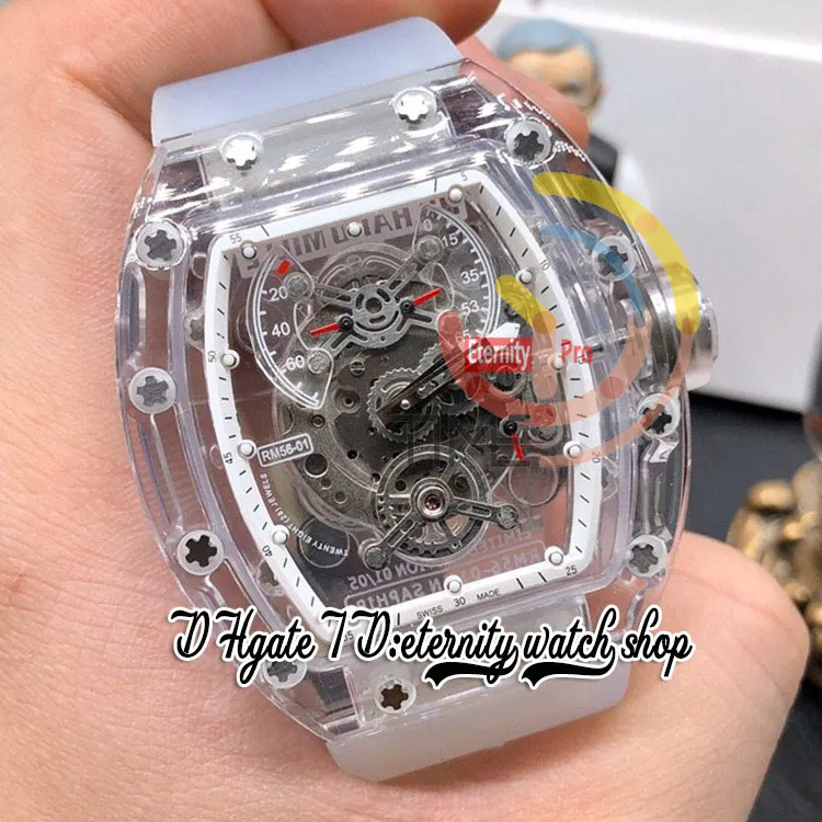 RRF 56-01 Dernière version pour hommes Regardez Japon Miyota Mouvement automatique Crystal Case transparent Squelette Dial