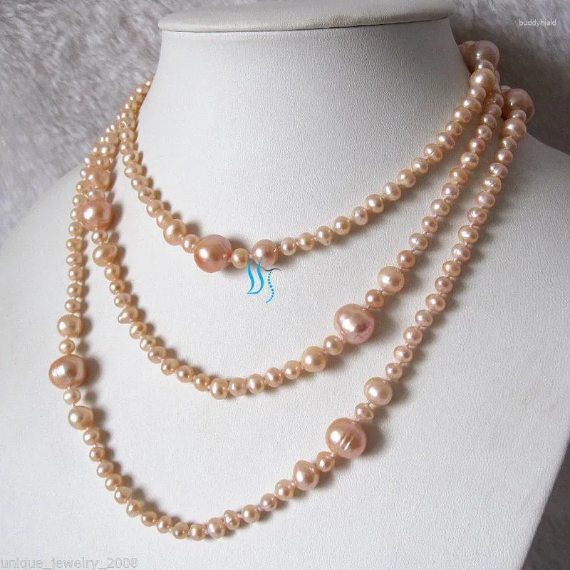 Chains Wholesale 52" 6-10mm Peach Pink Graduated Freshwater Pearl Necklack Strand Jewelry
