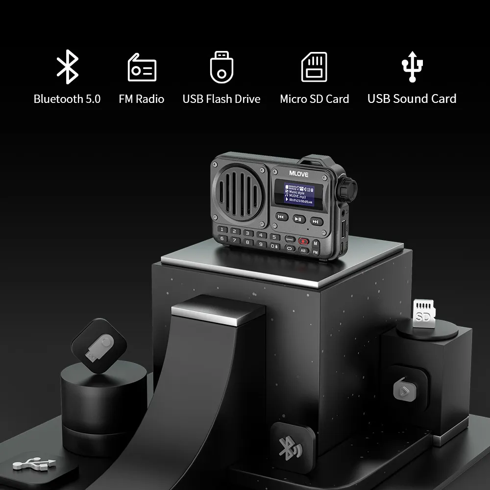 Portable Speakers MLOVE BV800 Super Portable Bluetooth Speaker with FM Radio LCD Screen Display Antenna AUX Input USB Disk TF Card MP3 Player 230817