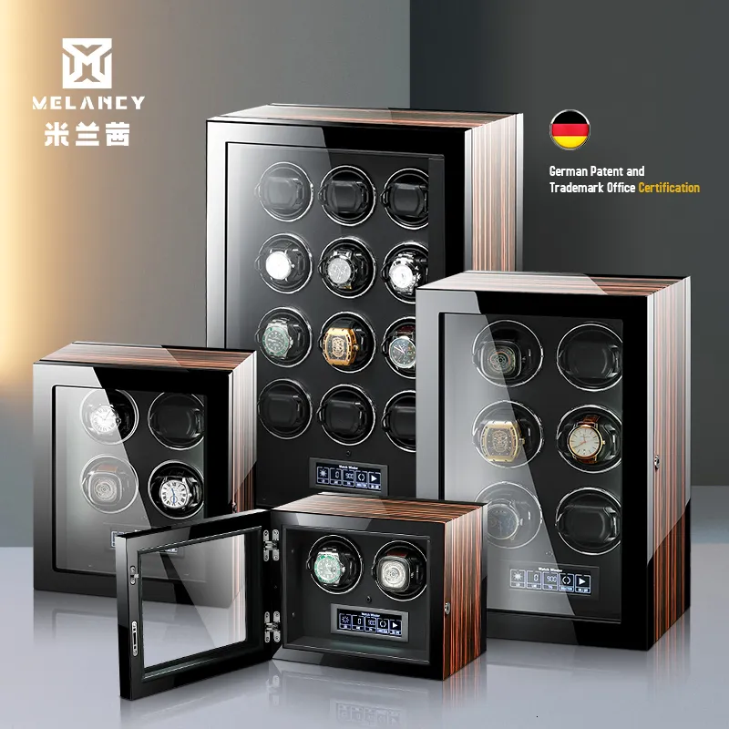 Watch Winders Luxury Automatic Watch Winder Safe Box with Mabuchi Motor LCD Touch Screen and Wooden Watch Accessories Boxes Remote Control 230816