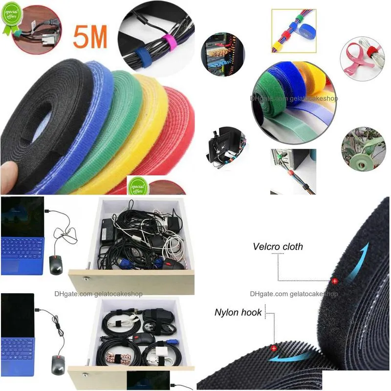 Other Home Appliances 5 Meter/Roll Nylon Ties Power Wire Loop Tape Mtifunction Straps Fastener Reusable Drop Delivery Garden Dh1Uh