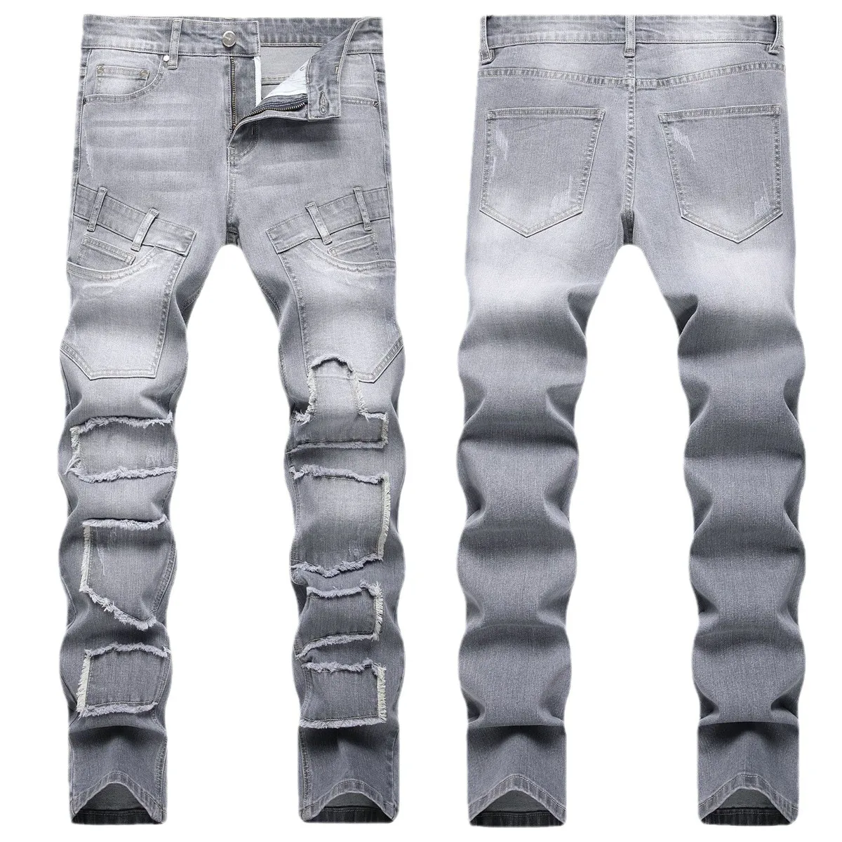 Mens Jeans Mens Designer Denim Jeans Män denim Jeans Brodery Pants Fashion Holes Trousers Herrkläder raka benbyxor