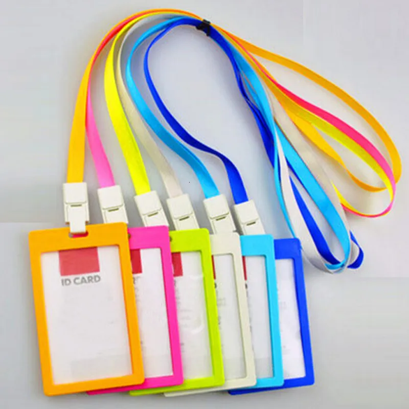 Other Office School Supplies 10 Pcslot Colorful plastic Business ID Badge Card Vertical Holders with Neck Strap Lanyard name badge set 230816