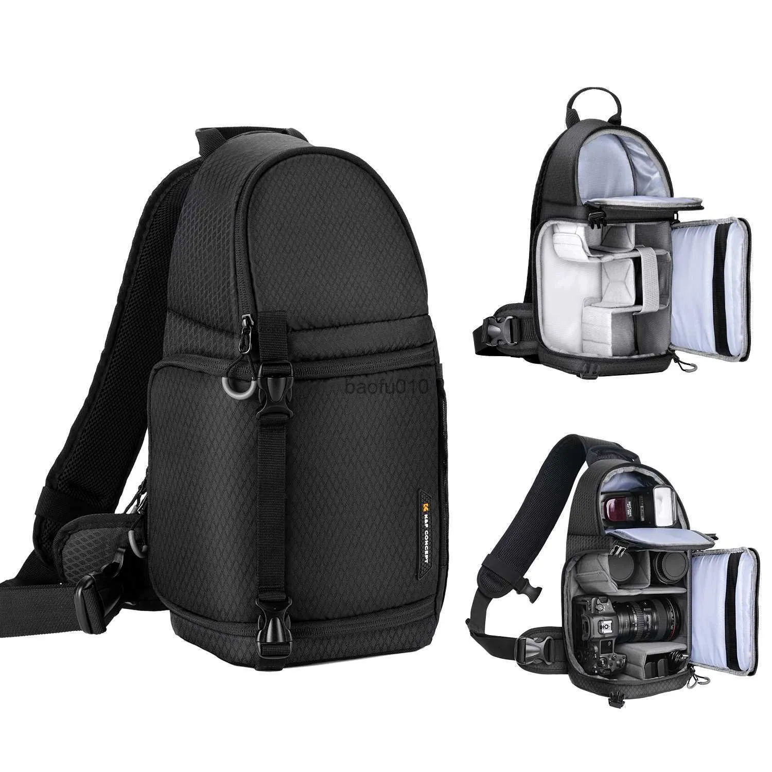 CAMERA BAG ACCESSOIRES K F Concept Nieuw patroon Waterdichte professionele camerabeeldtas voor DSLR Camera Lens Travel Camera Bag HKD230817