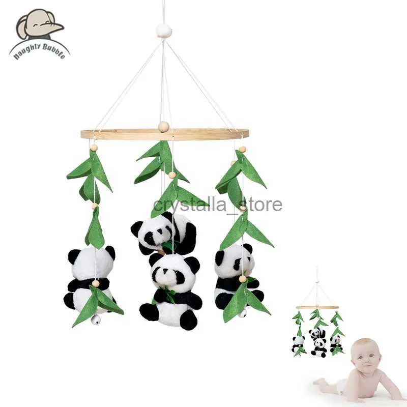 Panda Bed Bell Baby Rattle Toy 0-12 Months Wooden On The Bed Newborn Music Box Bed Bell Hanging Toys Crib Decoration Gift HKD230817