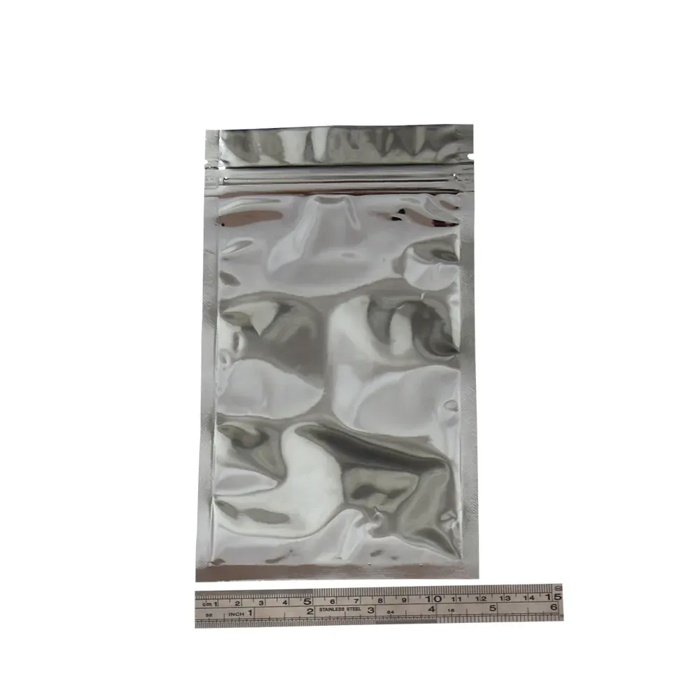 12*20cm Heat Sealable Clear Mylar Plastic Zipper Bag Package Retail Reclosable Silver Aluminum Food Grade Packing Zipper Zip Lock Bags