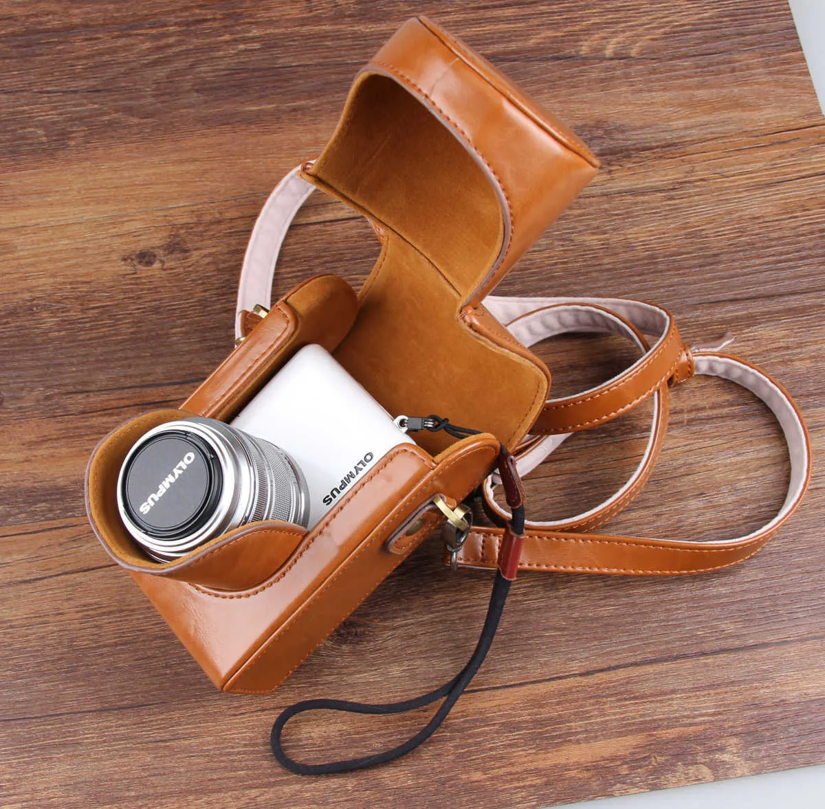 Full Body PU Leather Vintage Leather Camera Case For Canon M200 M6 LUMIX GX9 GXP85 Precise Fit