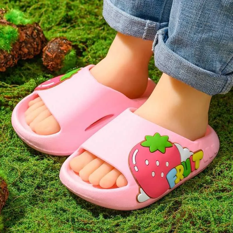 Chinelo de verão das crianças chinelos bonito frutas meninos meninas chinelos respirável confortável antiderrapante macio casa chinelos para crianças