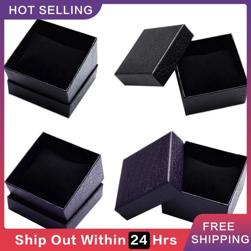 Sieradenboxen 10 stks Watchbox 85*85*53mm cadeau -pols Watch Black Box Paper Decoratie Bracelet Box Paper Sponge Pillow Sieraden Accessoires 230816