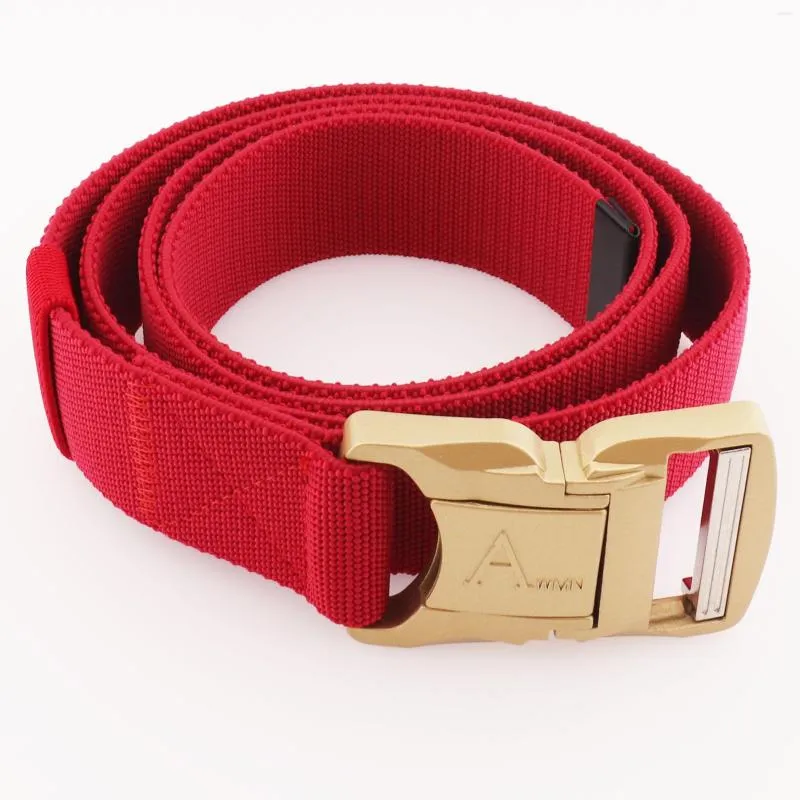 Hängare Red Elastic Belt Buckles-Nylon Webbing Nylon Midjeband Vintage Bälten för avslappnade byxor Taktiska utomhusbyxor Vuxna